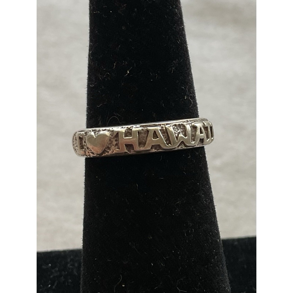 Kabana Signed 925 Sterling Silver I Love Hawaii Ring Size 5.25 Vintage Estate